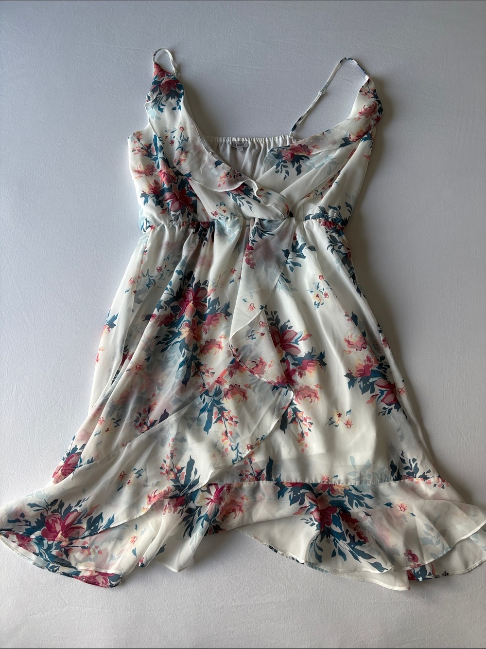 Cream Floral Ruffled Sundress